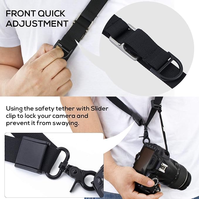 waka Camera Neck Strap with Quick Release and Safety Tether | Adjustable Camera Shoulder Sling Strap for Nikon Canon Sony Olympus DSLR Camera - Retro - Image 4