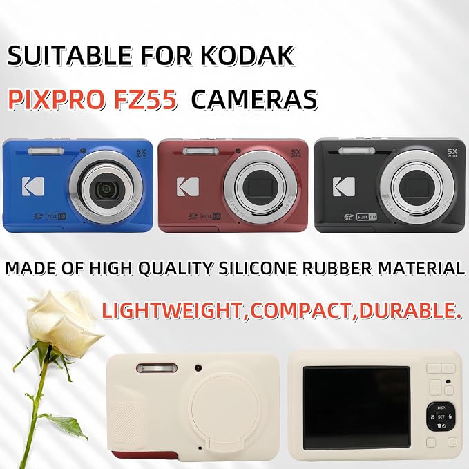 Case for Kodak PIXPRO FZ55, FZ55 accessories | Soft Silicone Protective Case Removable Lens Cover, Comes with 2 Screen Protectors and 1 Wrist Strap. (Misty White) - Image 2