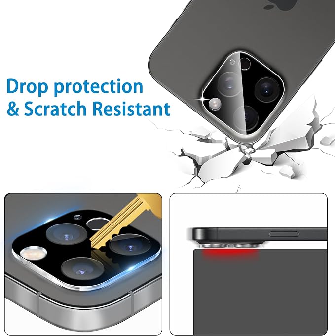 Dengduoduo 3 Pack Camera Lens Protector for iPhone 16 Pro 6.3 inch and 16 Pro Max 6.9 inch, Tempered Glass, Ultra HD, 9H Hardness, Anti-Scratch, Case Friendly [No Affect on Night Shots] - Image 6