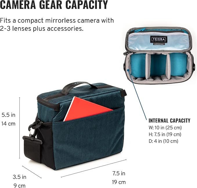Tenba BYOB 10 Camera Insert - Turns any bag into a camera bag for DSLR and Mirrorless cameras and lenses – Blue (636-631) | Fits Mirrorless and DSLR with 2-4 Lenses, Interior 10 X 7.5 X 4 in, Removable Strap, Water-Repellent 300d - Image 2