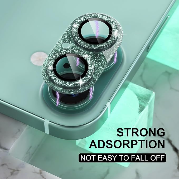 Choiche for iPhone 16 /iPhone 16 Plus Camera Lens Protector, Glitter-Teal | Bling Metal Camera Cover with 9H Tempered Glass Lens Screen Protector Accessories, Strong Adsorption, Case-Friendly - Image 6
