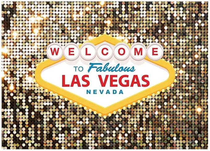 10x8ft Welcome to Las Vegas Party Photography Backdrops Vintage Birthday Prom Ceremony Baby Shower Banner Supplies Props Polyester Fabulous Casino Poker Movie Themed Photo Background by Fanghui
