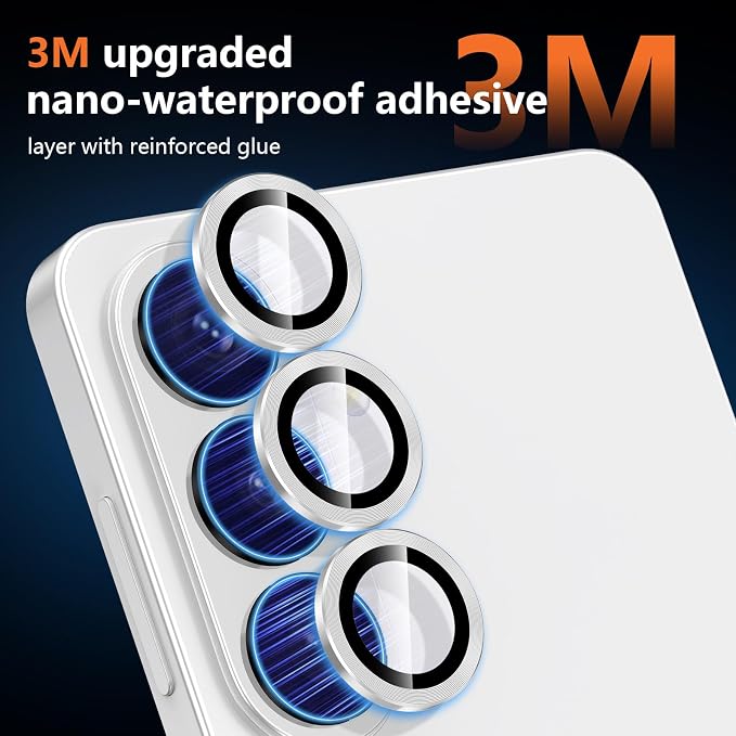 for Samsung Galaxy S26 Camera Lens Protector, Individual Metal Ring Tempered Glass Lens Cover, [Strong Adsorption] Scratch Resistant Ultra-Thin HD Clear Lens Cover, 1 Set-Silvery - Image 4