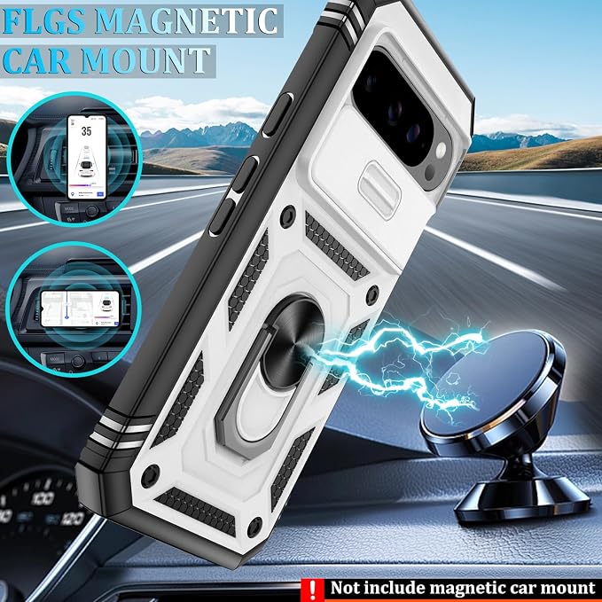 Gritup for Pixel 9 Pro XL Case Military-Grade Shockproof with Kickstand | with 2 PCS Screen Protector, Slide Camera Cover, Heavy Duty Outdoor Protection Funda para Pixel Pro 9 XL Cover, White+Black - Image 7