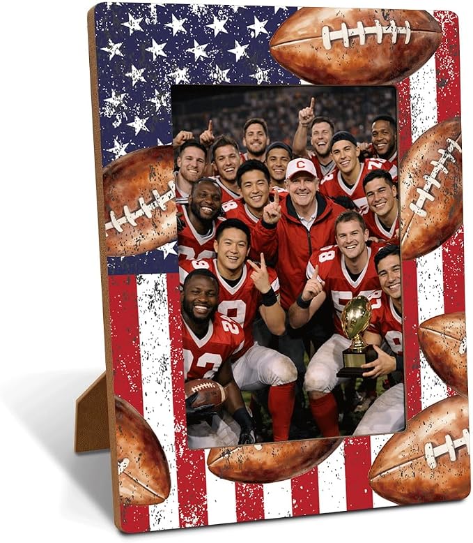 Football Picture Frame, Tabletop Display Frames for Football Players and Coaches, Sports Themed Photo Frame, Sports Decor for Home, Insert 4x6 Inches Photos by Unknown