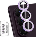 for Samsung Galaxy Z Fold 8 Ultra Camera Lens Protector, Individual Metal Ring Tempered Glass Lens Cover, [Strong Adsorption] Scratch Resistant Ultra-Thin HD Clear Lens Cover, 1 Set-Purple Diamond by Btscase