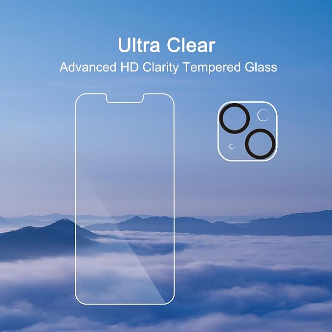 Ailun Screen Protector + Camera Lens Protector for iPhone 14, 3+3 Pack | 6.1 inch, Case Friendly, Tempered Glass Film, HD - Image 4