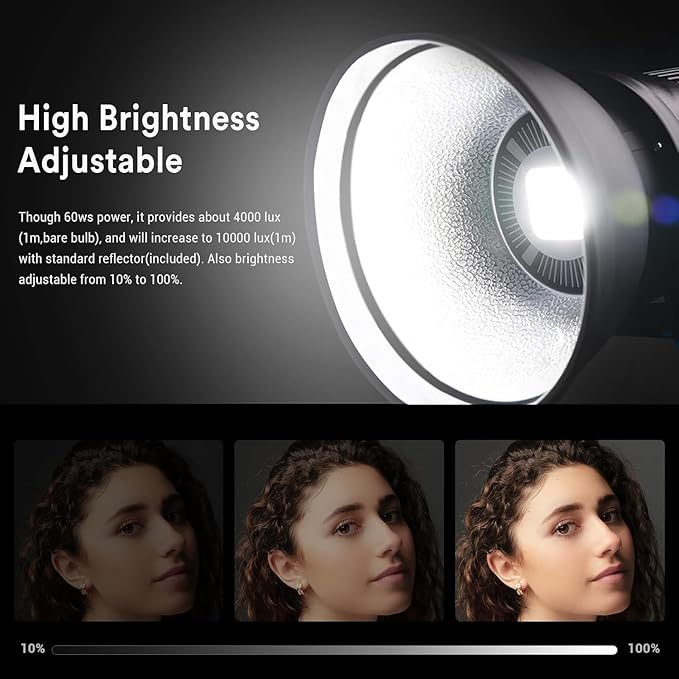 Godox SL-60W SL60W Daylight Led Video Light, 5600K Bright Studio Led Light, CRI95+Qa>90,Wirelessly Adjust Brightness,Bowens Mount LED Continuous Light for Video Recording Wedding Outdoor Photography - Image 3