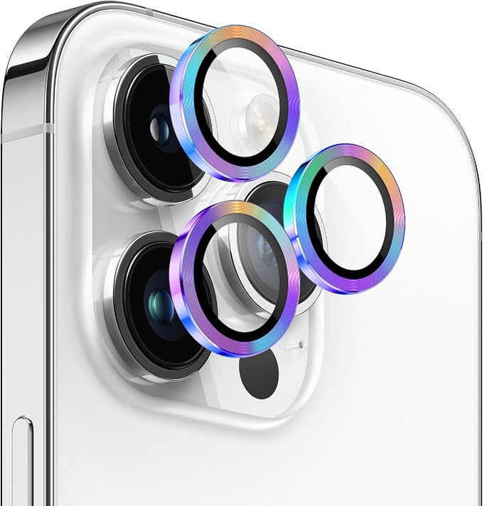 Camera Lens Protector for iPhone 14 Pro/iPhone 14 Pro Max,1 Pack | Tempered Metal Glass Camera Cover, HD Clear Anti-Scratch Lens Screen Protector Film,Case Friendly,Colorful Titanium by Unknown