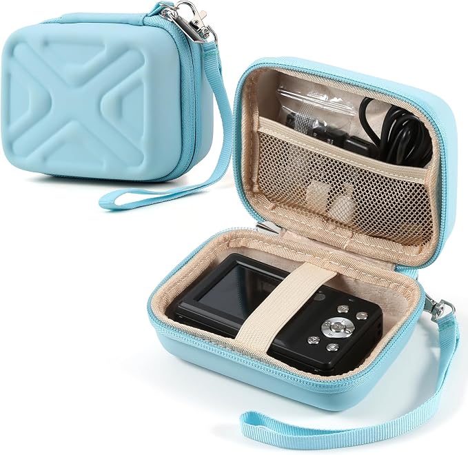 Digital Camera Case for AbergBest 21 Mega Pixels 2.7" LCD Rechargeable HD/Kodak Pixpro/Canon PowerShot ELPH 180/190/Sony DSCW800/DSCW830 Cameras, Travel Carrying Protective Case for Camera- Lightblue by Unknown