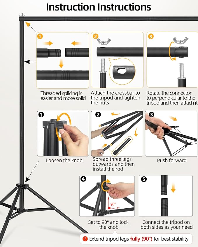 Hemmotop Photo Backdrop Stand, 10x7ft, Secure Straight Thread Connection | Stable Metal, Fits Banner, Projector Screen, Background, Balloon, Ideal for Photoshoot, Wedding, Birthday, Baby Shower Party - Image 6