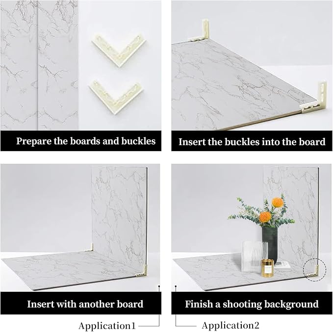 2 PCS Boards Photo Backdrop 2 Marbles Texture for Flat Lay, Food Photography Background 24x24 Inch, BEIYANG (Marble+Marble) … - Image 5