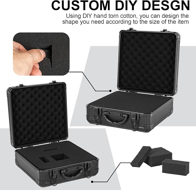 Protective Hard Case Shockproof Water-resistant with Customized DIY Foam Insert fit for Camera, tools, etc, 12.2 X 12.2 X 4.5-Inch - Image 4