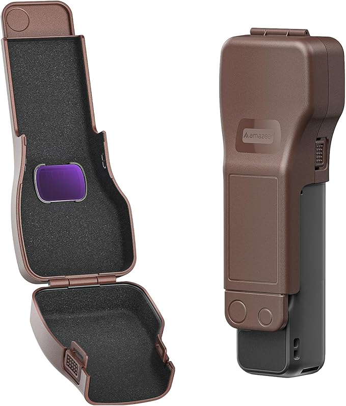 AMAZEAR Gimbal Screen Protective Cover for DJI OSMO Pocket 4/3/Xtra Muse, Pocket4 Accessories Portable Lens Cap Hard Case with Soft Lining for Carry/Protection/Storage, Quick Open/Close, Brown by YourProPhotoGear
