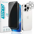 2+2 Pack Privacy Screen Protector for iPhone 16 Pro Tempered Glass | Anti-Spy Privacy Protection, with Camera Lens Protector, Anti Scratch, Bubble Free by Bencuku