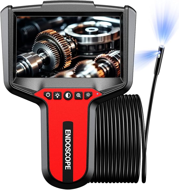 Endoscope Camera with Light: 5" 1080P HD Dual-Lens Inspection Borescope Camera for Sewer - 16.4ft Waterproof Industrial Endoscope - Flexible Snake Bore Scope for Plumbing Automotive by TGJOR