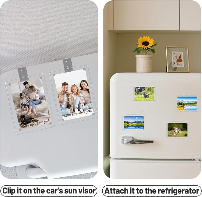 Car Picture Holder 2Pcs Car Picture Frame 4"x3" Acrylic Sun Visor Photo Clip Visor Accessories Photo Display - Image 4