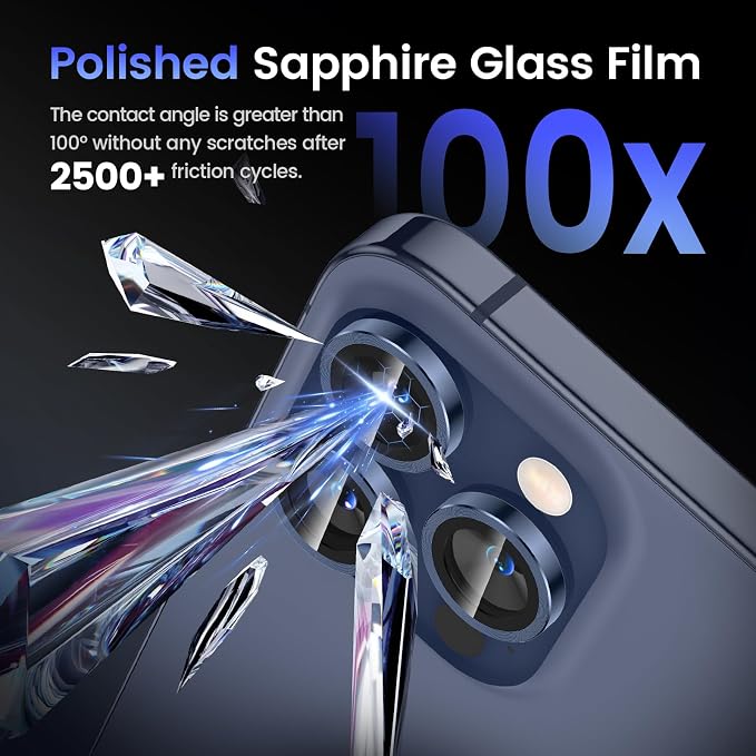 Tensea Camera Lens Protector Compatible for iPhone 17 Pro Max/17 Pro/15 Pro Max/15 Pro/16 Pro Max/16 Pro/14 Pro Max/14 Pro, Metal Tempered Glass Cover Camera Screen Protector Accessories,Case Friendly - Image 6