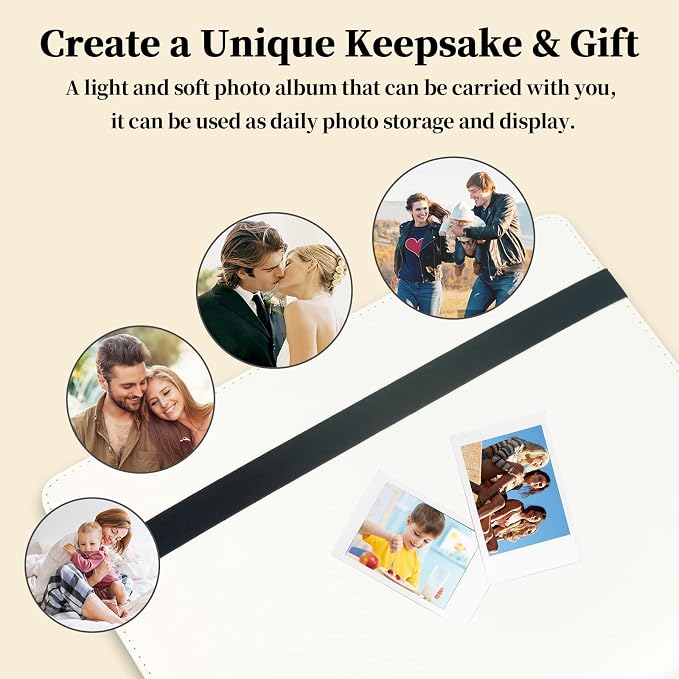 Veicevol 400-Pocket 2x3 Photo Album for Instax Mini and Polaroid, White | PU Leather Cover Keeps, Fits Instax Mini and Polaroid 2x3 Photos, Protects Travel, Wedding and Family Memories - Image 5
