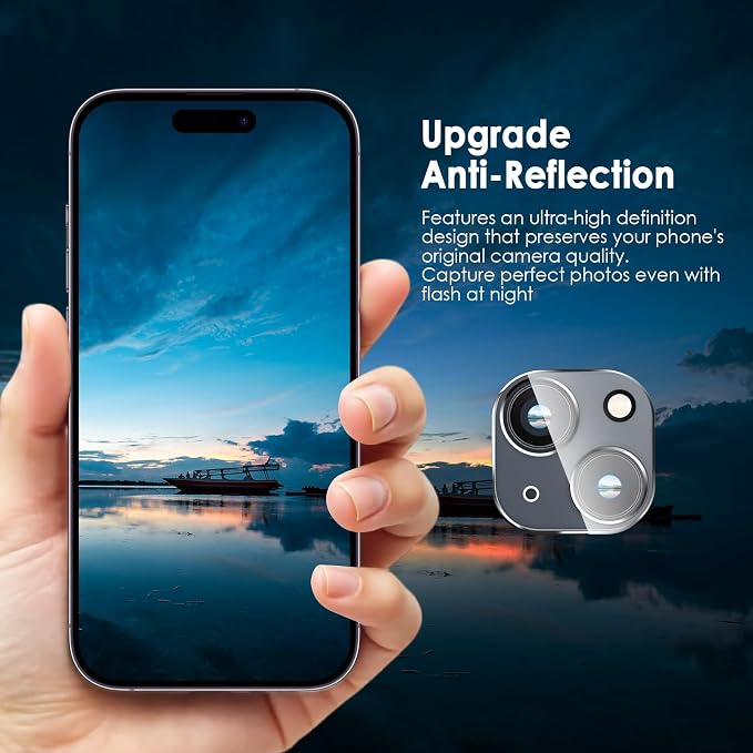 FanTEK Camera Lens Protector Compatible with iPhone 15/15 Plus, 9H Tempered Glass Camera Screen Cover, Ultra HD Clear Acrylic Full Coverage Guard, Case Friendly - Image 5