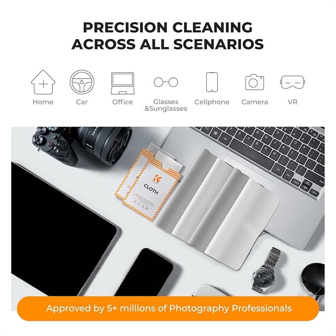 K&F CONCEPT Microfiber Lens Cleaning ClothX30,Glasses Cleaning,High Density | Individually Packaged,Percision Cleaning,Washable And Reusable,for Eyeglasses,Camera Lens,Screen Cleaning,White & Grey,MC01 - Image 4