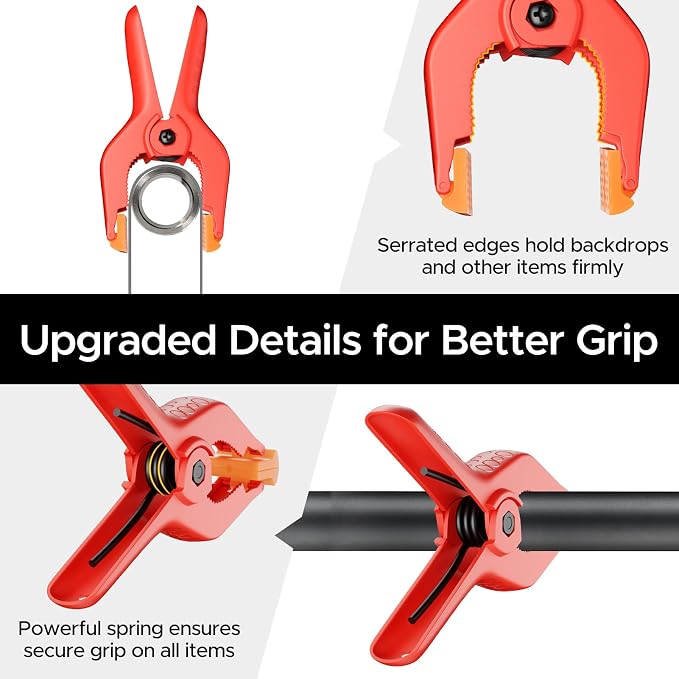 EMART 6 Pack Heavy Duty Spring Clamps 4.5 inch Plastic Backdrop Clips Red | Photo Booth Backdrop Clamps for Backdrop Stand, Balloon Arch, Photography Studio, Woodworking, Crafts, Drawing, Garden, Trap - Image 4