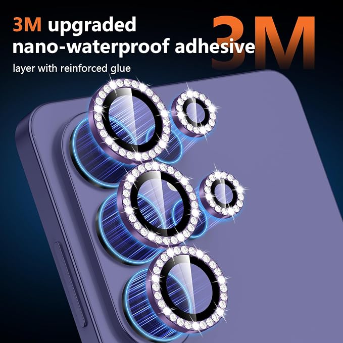 for Samsung Galaxy S26 Ultra Camera Lens Protector, Individual Metal Ring Tempered Glass Lens Cover, [Strong Adsorption] Scratch Resistant Ultra-Thin HD Clear Lens Cover, 1 Set-Violet Diamond - Image 4