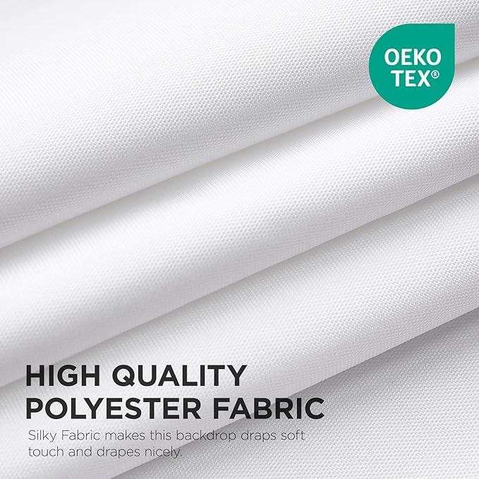 Joydeco 10x10ft White Backdrop Curtain for Parties, Wrinkle Free White Curtains Photo Backdrop for Wedding Decor, Birthday Party Graduation Baby Shower Photography(5ft x 10ft, 2 Panels) - Image 2