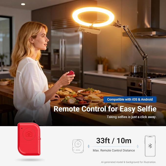 NEEWER Entry Level Version 10.5" Overhead Desktop LED Ring Light, Clamp Stand for Desk/Remote/Phone Holder Compatible with iPhone, 10W Streaming Recording Selfie Laptop Video Conference Lighting, N31 - Image 6