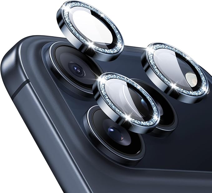 ESR for iPhone 17 Pro Max/17 Pro Camera Lens Protector, 1 Pack,Glitter Blue | Individual Camera Cover, 9H Tempered Glass, Original Camera Clarity, for iPhone 17/16/15/14 Pro Max/Pro by Unknown