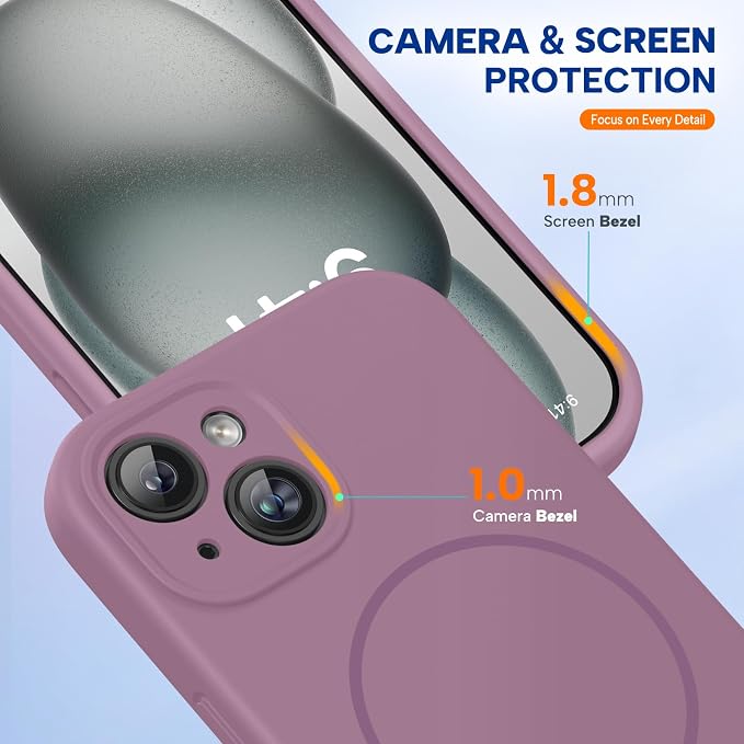 Miracase Silicone & Magnetic for iPhone 15 Plus Case, Blackcurrant | Compatible with MagSafe, Soft Microfiber Lining, Liquid Silicone Case Shockproof Drop Protection Phone Case for 15 Plus - Image 5