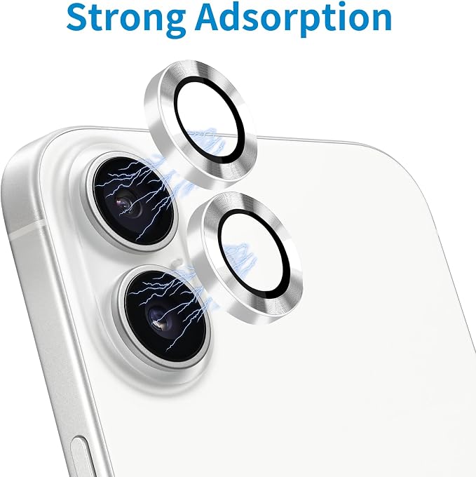 Designed for iPhone 16 and 16 Plus Camera Lens Protector, Metal Lens Cover 9H Tempered Glass Camera Cover Anti Scratch Shockproof Screen Protector - Image 4