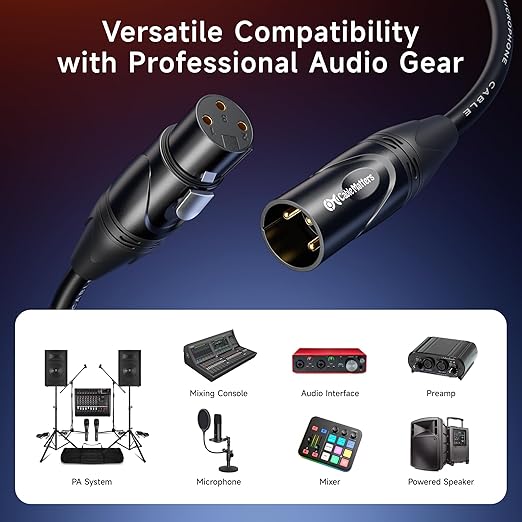 Cable Matters 2-Pack Premium XLR to XLR Cable, Microphone Cable, M-F, 15ft | Mic Cable, Male to Female, 21 AWG Oxygen-Free Copper (OFC), Black - Image 3