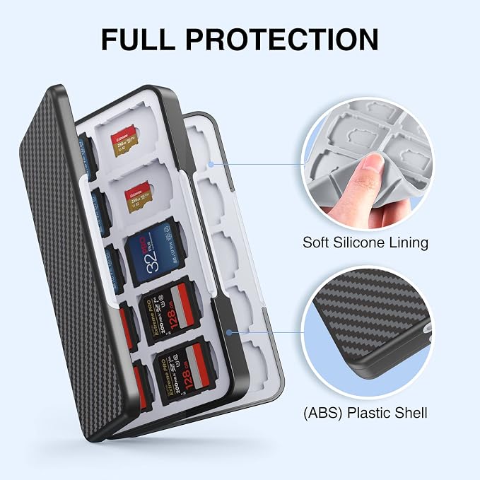 HEIYING SD Card Holder with 80 Precise Slots for SDXC SDHC Micro SD Cards | Portable Game Cards Case, Hard ABS Shell with Soft Silicone Lining, Precise Card Slots,Magnetic Closure for Easy Access - Image 4