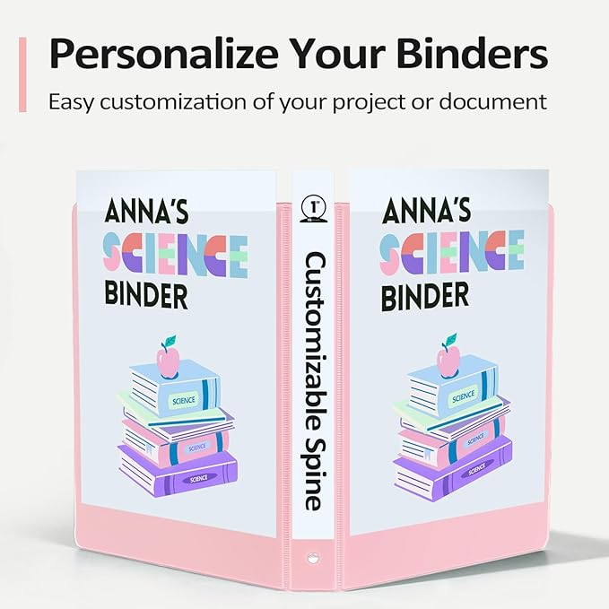 BinderX Extra Durable 3 Ring Binder, Round Rings 1 Inch Binder | Fits 175 Sheets of 8.5x11 Paper, Customizable View Cover with Inside Pockets, Cute 1" Binders, 1 Inch 1 Pack, Dark Green - Image 5