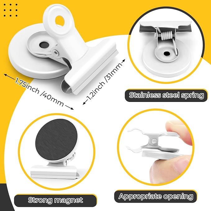 20 Pack Refrigerator Magnets, White Magnetic Clips Whiteboard Magnets, Magnet Clips Heavy Duty Fridge Magnets for Photo Displays, Home, Office, Classroom - Image 3
