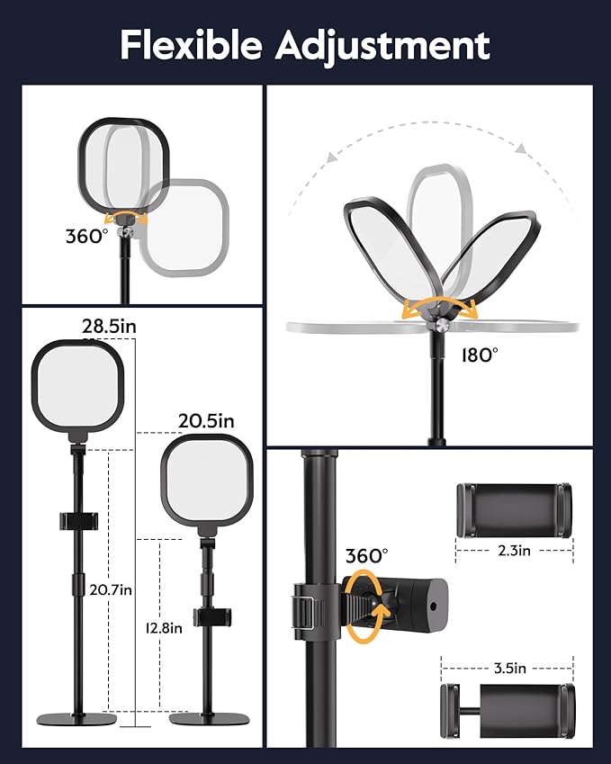 Video Conference Lighting for Zoom with Stand, 30 Modes, CRI>98 | Edge-lit Eye-care Full-screen Ring light, Dimmable with 360° Stand, Memory Func for Zoom, Video Calls, Live Streams, Webcam - Image 6
