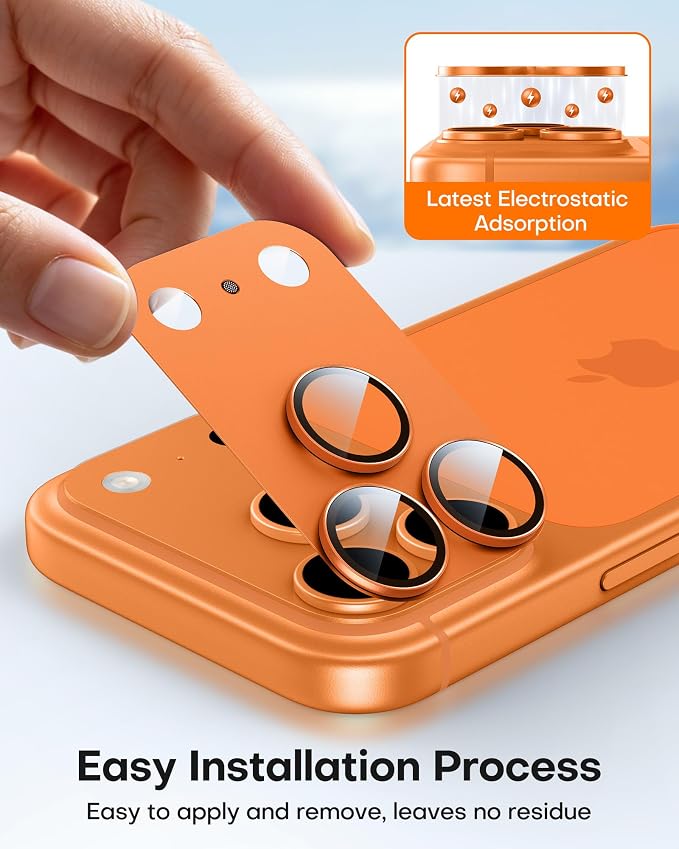 TAURI 2 Pack for iPhone 17 Pro Max Camera Lens Protector, Cosmic Orange | Full Coverage Military-Grade Shatterproof, Upgrade AR Anti-Reflection Ultra Clear Transmission & Case Friendly - Image 5