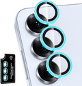 for Samsung Galaxy S25 Camera Lens Protector, Individual Metal Ring Tempered Glass Lens Cover, [Strong Adsorption] Scratch Resistant Ultra-Thin HD Clear Lens Cover, 1 Set-Blue Shine by Btscase