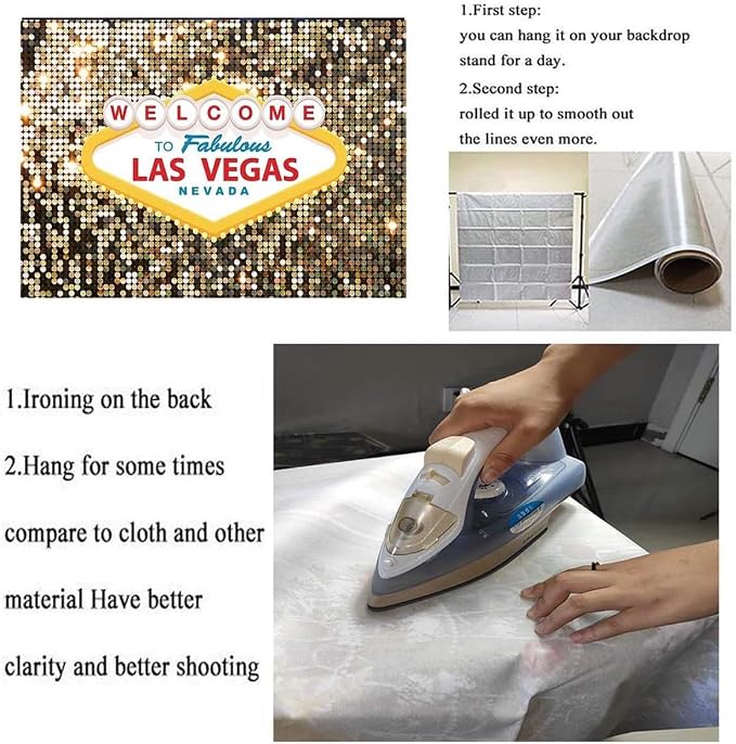 8x6ft Welcome to Las Vegas Backdrop for Photography Casino Night Poker Themed Birthday Party Photo Background Gold Luxury Prom Costume Dress-up Photoshoot Banner - Image 4