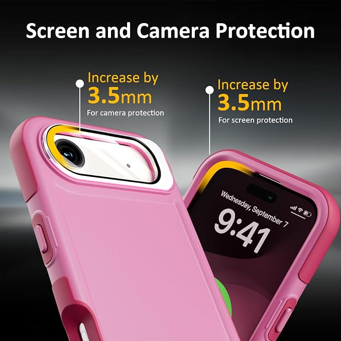 Follaroma Magnetic for iPhone 17 Air Case with Camera Cover Stand,Pink,6.5" | Built-in Glass Camera Cover Stand,Compatible with MagSafe,Heavy Duty Shockproof Protective,Military-Grade Anti-DropDual Case - Image 7