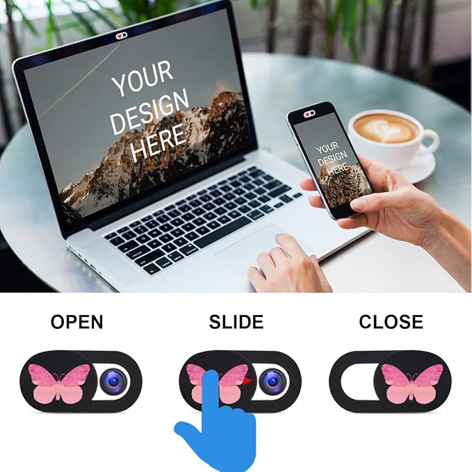 Webcam Cover Slide Ultra Thin Laptop Camera Privacy, 6 Butterfly | 6 Packs Buterfly, Ultra thin camera cover fit for Cell phone desktop tablet PC, front camera blocks webcam to protect privacy - Image 3