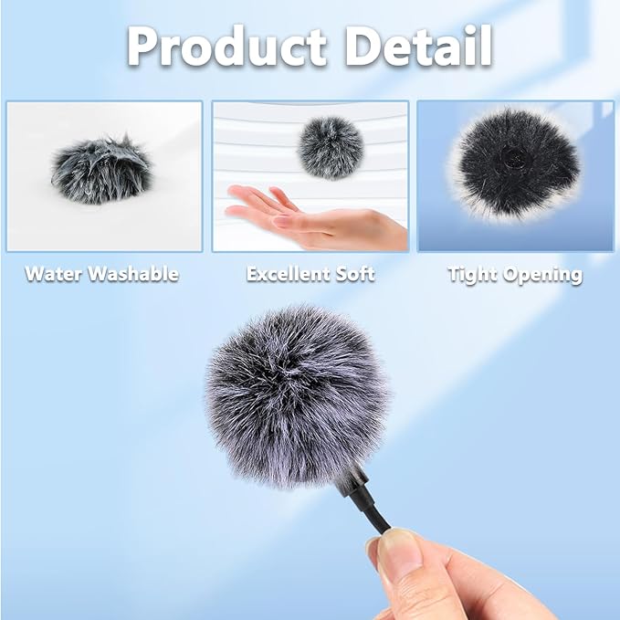 Mini Wireless Furry Windscreen Covers, Microphone Windscreen for Lavalier Lapel Microphone Mini Furry Mic Cover Noise Reduction - 5 pack - Image 4