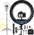 GWO 18 inch LED Ring Light with Tripod Stand 6000K Dimmable Makeup Selfie Light with Touch Panel Phone Holders for YouTube Vlog Video Shooting Include Carrying Bag and Remote Control CRI>90 by GWOLEDRingLight