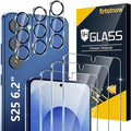 firtstnow 3 Pack for Samsung Galaxy S25 Screen Protector Tempered Glass + 3 Pack Camera Lens Protector, Military Grade Shatterproof, 9H Hardness, Fingerprint Unlock, Case Friendly 6.2 Inch by Unknown