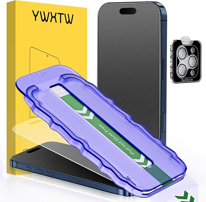 YWXTW 2 Pack for iPhone 17 Pro Matte Screen Protector 6.3 Inch + 1 Set Camera Lens Protector, [1S Pull-Out] Anti Glare Anti Fingerprint 17 Pro Glass Screen Protector, Bubble Free, Smooth as Silk by YWXTW