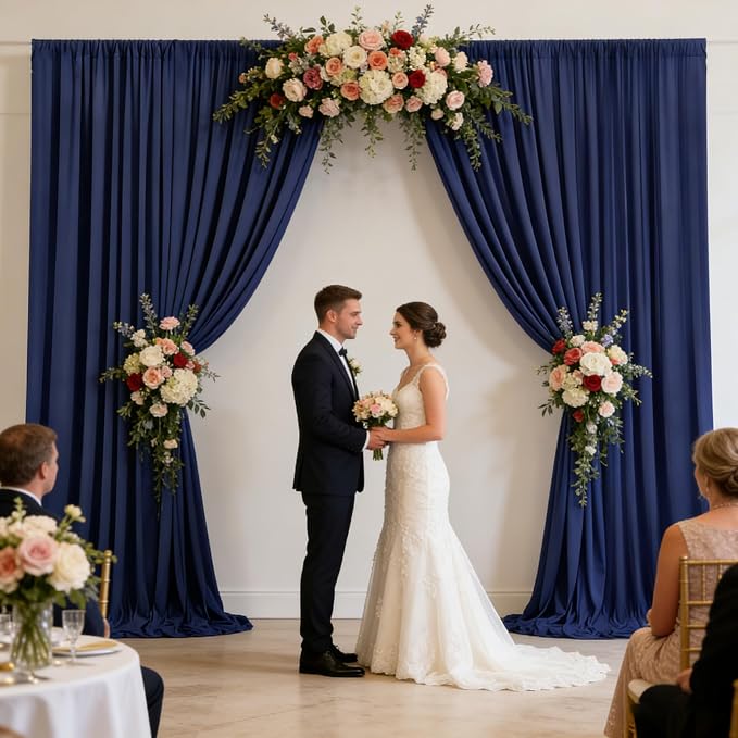 10ft x 10ft Navy Blue Backdrop Curtains for Parties, Polyester Fabric Backdrop Drapes with Rod Pockets for Weddings, Birthday, Halloween, Photography, Christmas Party Background Curtain, 2 Panels - Image 6