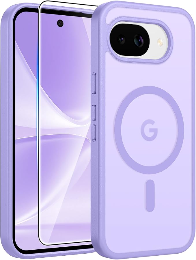 FNTCASE for Google Pixel 10a Case, Fit for Magsafe, with Screen Protector | Translucent Matte Magnetic Back, 14FT Military Grade Drop Protection, Slim Shockproof Protective Phone Cover, Light Purple by FNTCASE