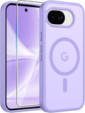 FNTCASE for Google Pixel 10a Case, Fit for Magsafe, with Screen Protector | Translucent Matte Magnetic Back, 14FT Military Grade Drop Protection, Slim Shockproof Protective Phone Cover, Light Purple by FNTCASE