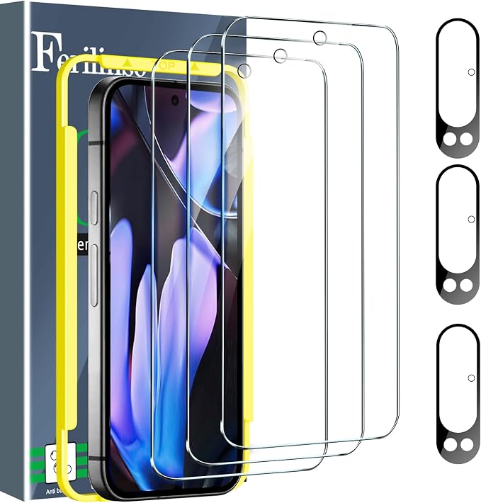Ferilinso Screen Protector for Google Pixel 9 Pro XL, Tempered Glass Back | 3 Pack, 9H+ Hardness, Military-Grade Shatterproof, Case Friendly, Easy Installation Bubble Free, with Camera Lens Protectors by Ferilinso